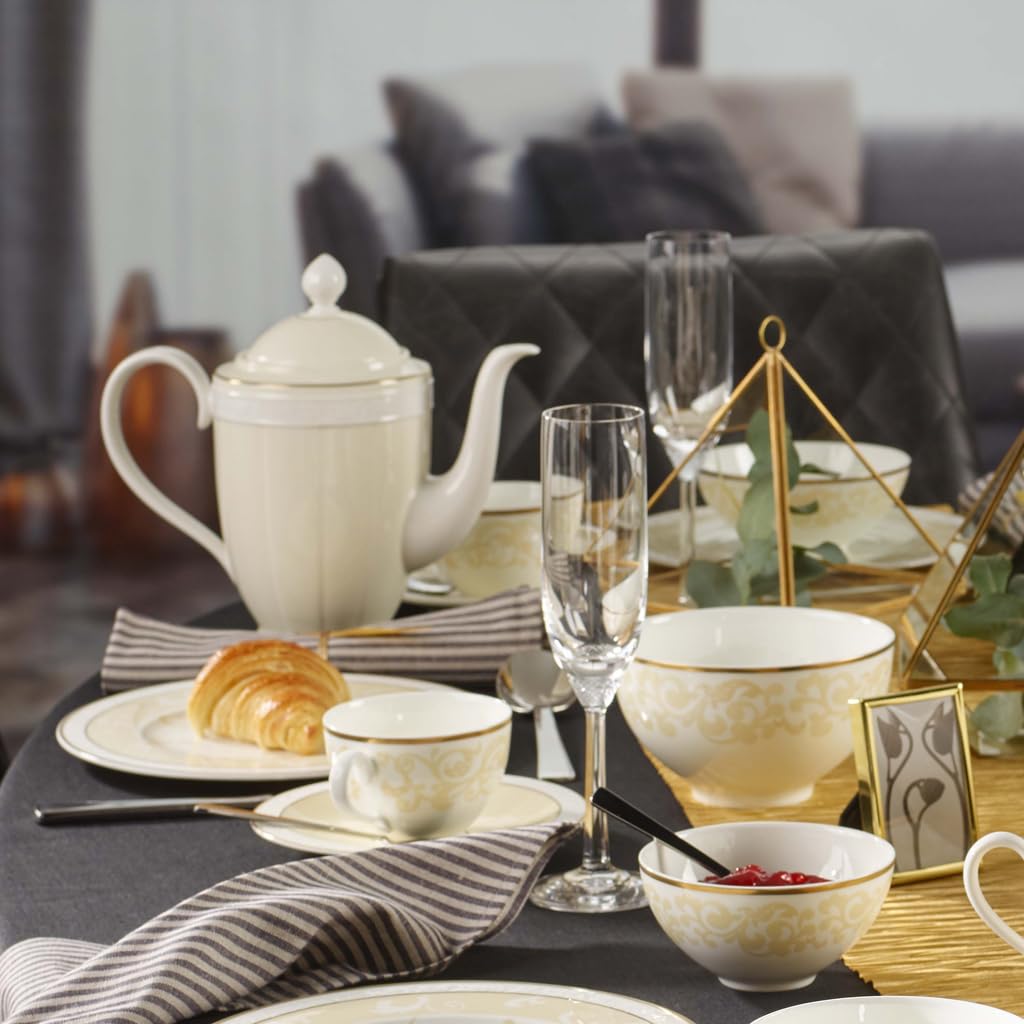 Villeroy & Boch 10-4390-0070 Ivoire Kaffeekanne 6 Personen 1.35 L, Porzellan, Gold/Weiß/Beige, 44.5 x 33.2 x 4 cm, 1 Einheiten