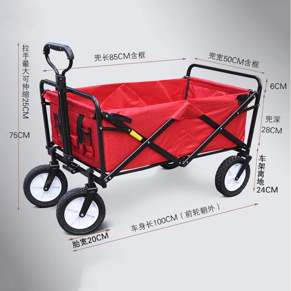 Collapsible Wagon Cart with Wheels Foldable Folding Wagons Carts Silent Universal Wheels,Outdoor Folding Garden Cart Trolley for Camping BBQ Gardening Shopping Foldable Pull Wagon Hand Cart