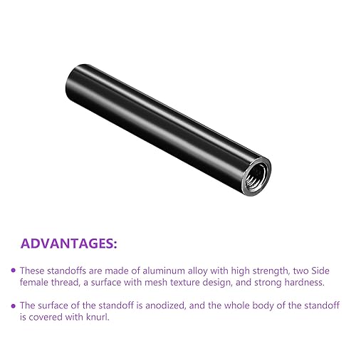 Miniatura 4 de DMiotech Paquete de 10 columnas espaciadoras de aluminio M3x50mm Separadores redondos Espaciadores Modelo Espaciado Tornillo Poste para RC, Negro