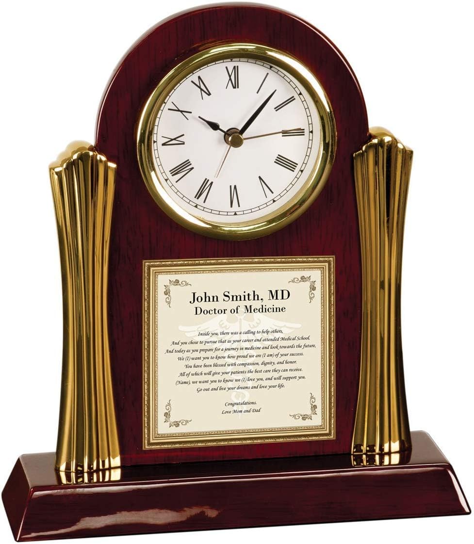 Personalized Clock Poetry Gift for Medical Doctor Physician or Medical School Graduation Gifts Custom Poem Wood Cherry Imperial Clock Frame for University College Medical School Graduates Present