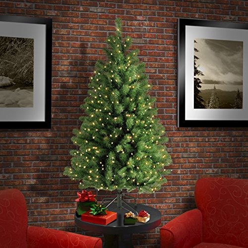 National Tree Company Pre-Lit Artificial Full Christmas Tree, Green, North Valley Spruce, White Lights, Includes Stand, 4.5 Feet #TOP1