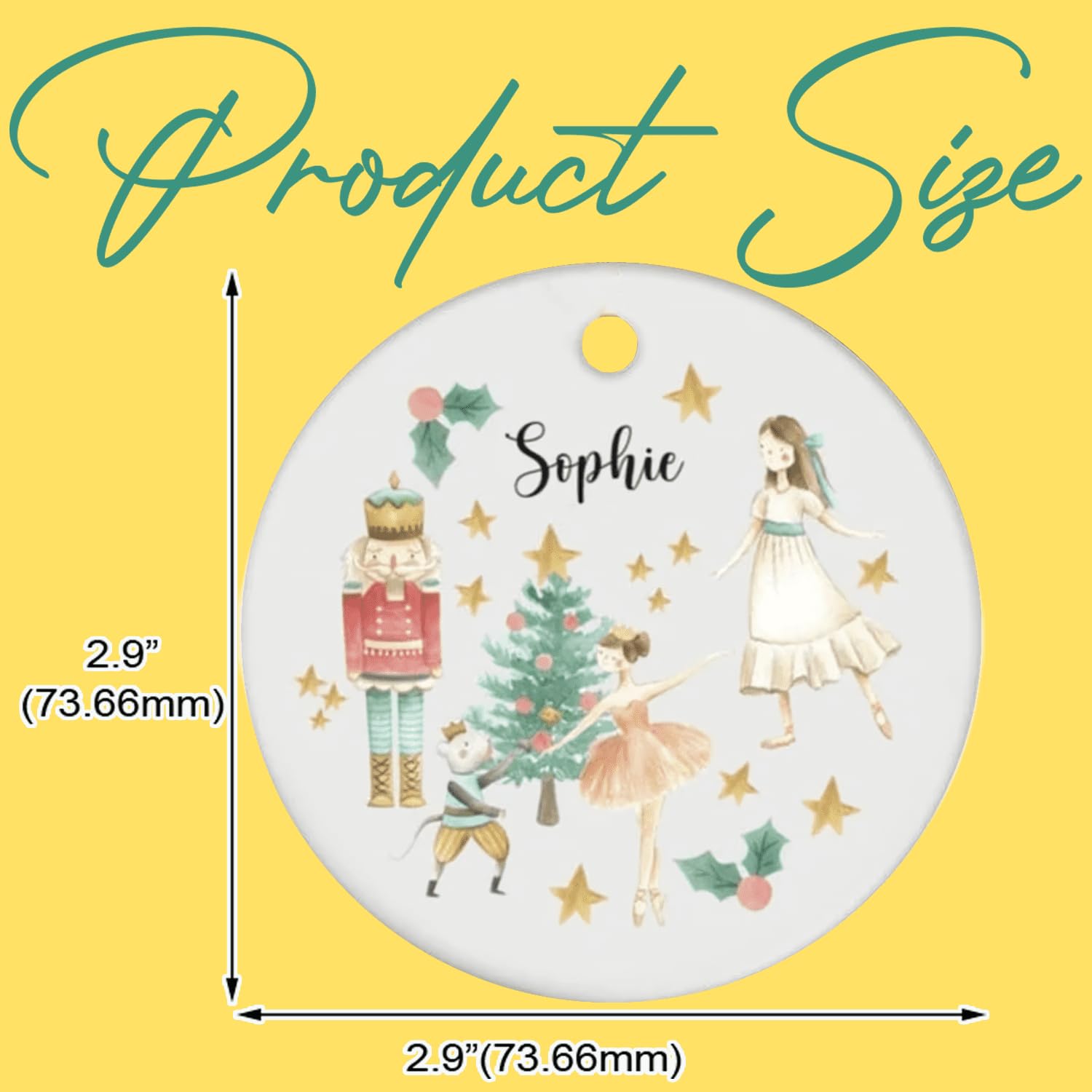 Personalized Nutcracker Christmas Ornament With Name - Ballet Theme, Printed on Both Sides (Personalized Nutcracker 2)