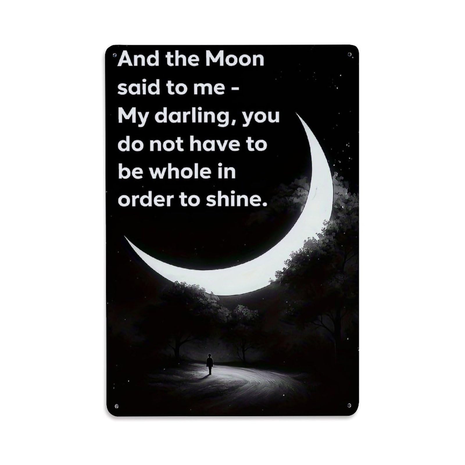 Nestemfo Vintage Moonlit Path Solitude Night Scene Tin Sign Metal Sign, Living Room,Bar, Home, Bedroom Wall Decor,Retro Metal Poster 8X12 Inches