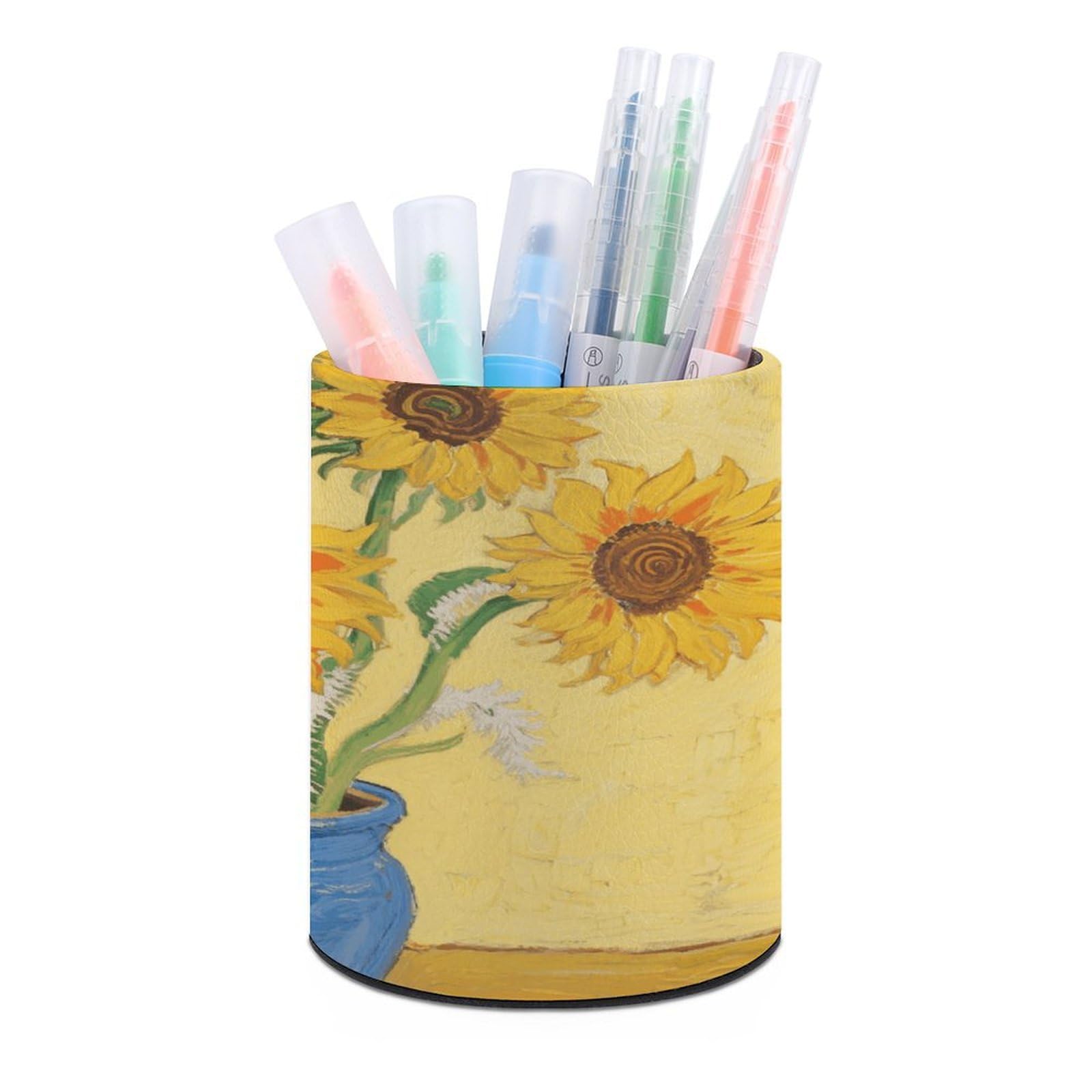 VstaDank Sunflower Pen Holder for Desk Makeup Brush Holders Stylish Pen Cup Cute Pencil Cup Round Pencil Holder Decor Brush Scissor Holders for Multifunctional Office Supplies