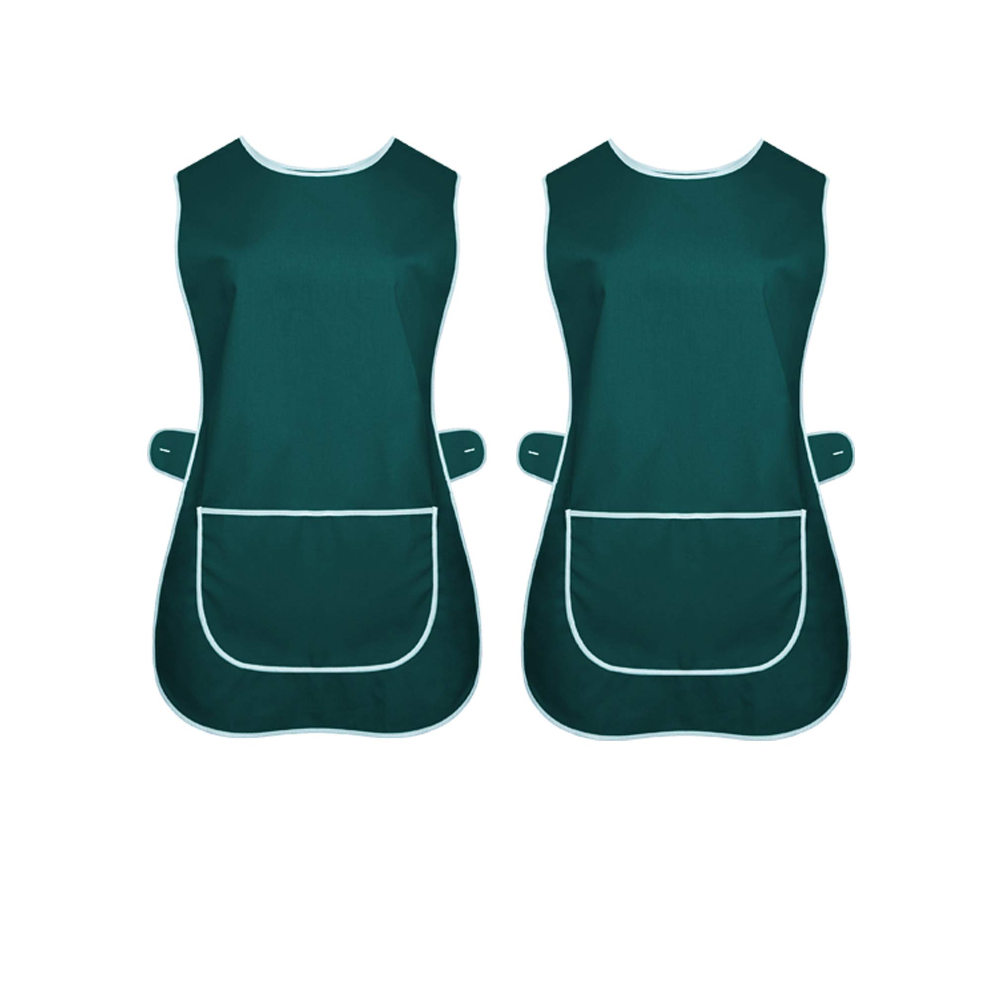 Indx-Clothing Women's Bottle Green / Pack Of 2 Tabard Apron Kitchen Overall Catering Tabbard Cleaning Pocket (Bottle Green/Pack Of 2, Xxxos/Xxx-Large/Uk 26-30)