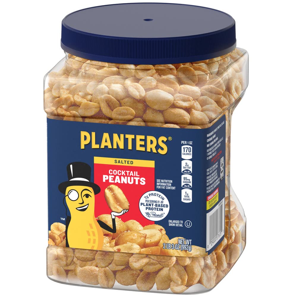 PLANTERS Salted Cocktail Peanuts, 35 oz. Resealable Jar Heart Healthy