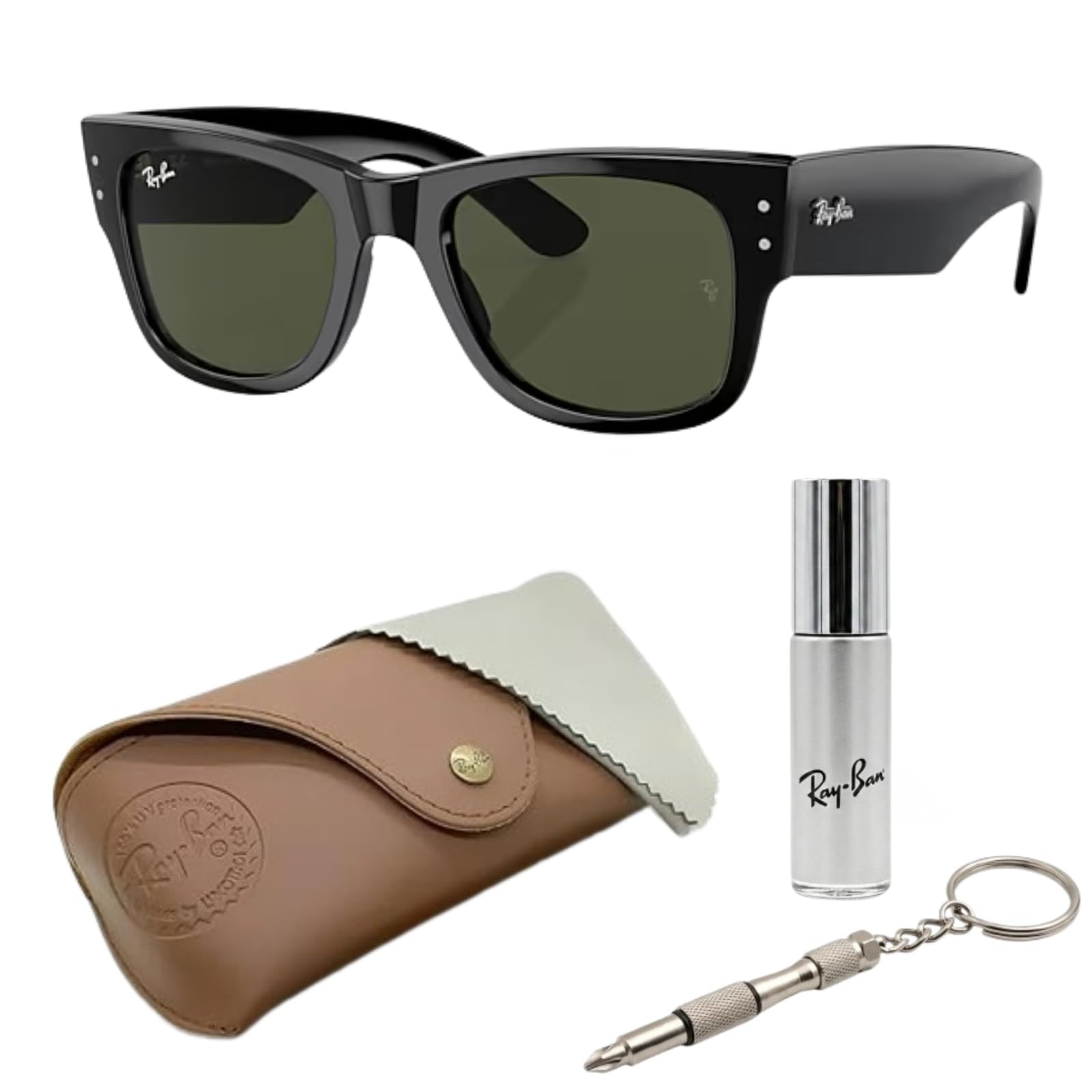 Ray-Ban RB0840S MEGA WAYFARER Square Shaped Sunglasses for Men Women with Official RAYBAN Eyewear Kit