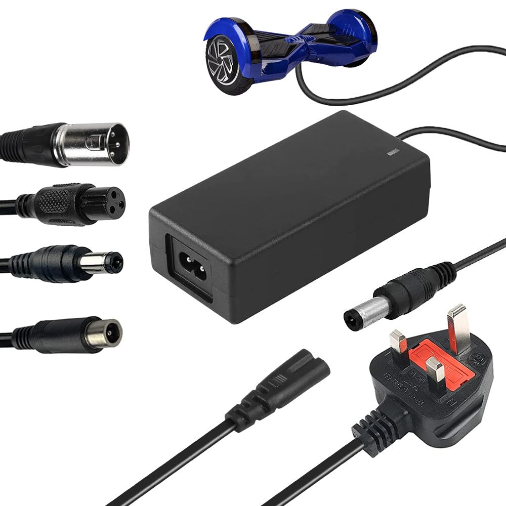 ZOYDP Electric Scooter Charger 42V 2A, Mobility Scooter Battery Charger, Bicycle Scooter Ebike Battery Charger with 4 Plugs, Electric Scooter Fast Charger for 42V Li-ion Battery 36V