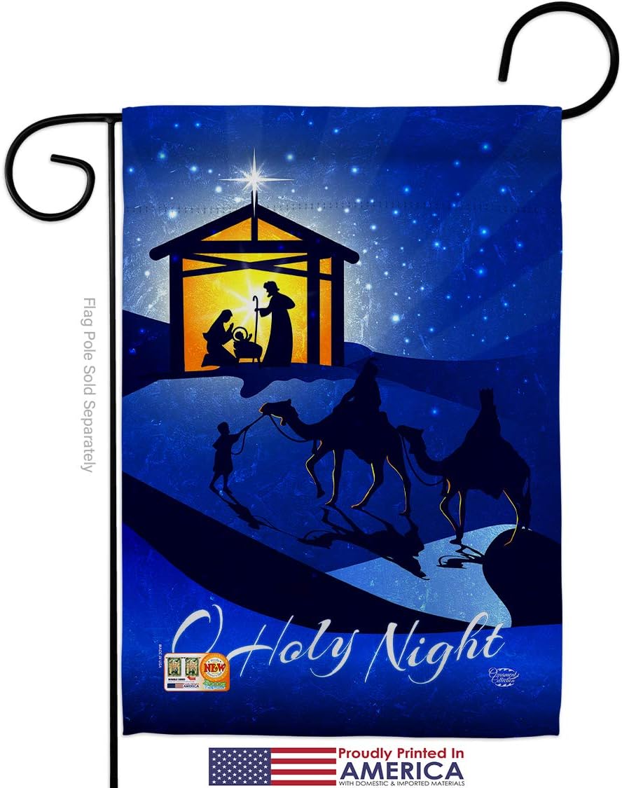 Star of Bethlehem Garden Flags 2pcs Pack Wintertime Nativity Three King Religious Holy Family Season Christian Small Decorative Gift Yard House Banner Made In USA 13 X 18.5