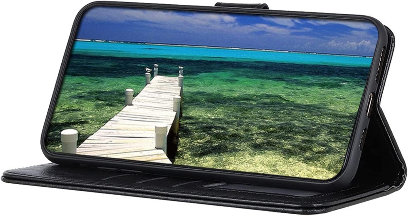 Wallet Case for iPhone 14/14 Plus/14 Pro/14 Pro Max, Vintage Leather Flip Cell Phone Cover for Men Women Card Holder Kickstand Magnetic Adsorption TPU Shell (Color : Black, Size : 14)