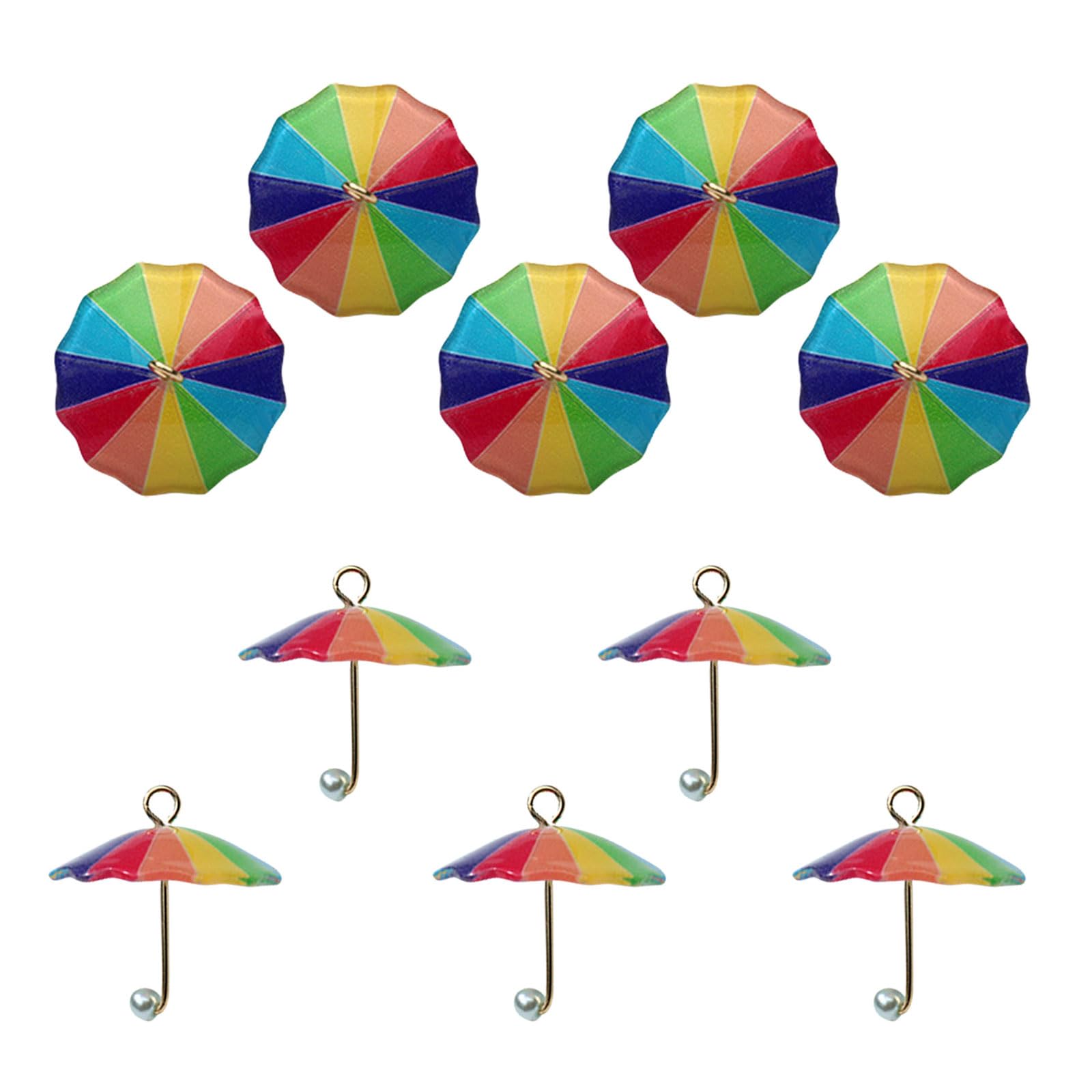 NIHENHAO 10Pcs Mix Color Rainbow Pearls Umbrella Charm Pendant for Jewelry Making Resin Earring Necklace Keychain Findings Resin