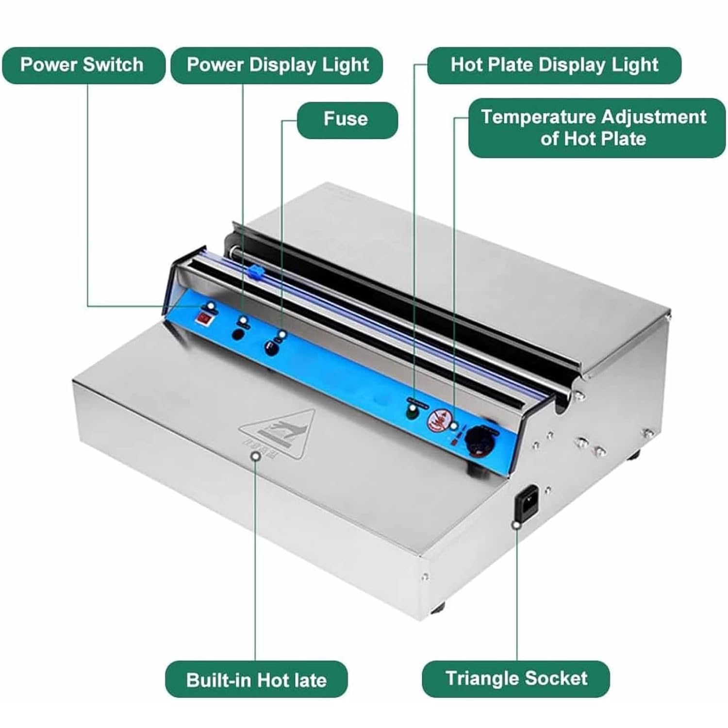 Machine d'emballage de film étirable, emballage manuel avec températures réglables de 50 à 130 °C, double options de coupe, s'adapte à une largeur de film de 25 à 45 cm pour viande et légumes