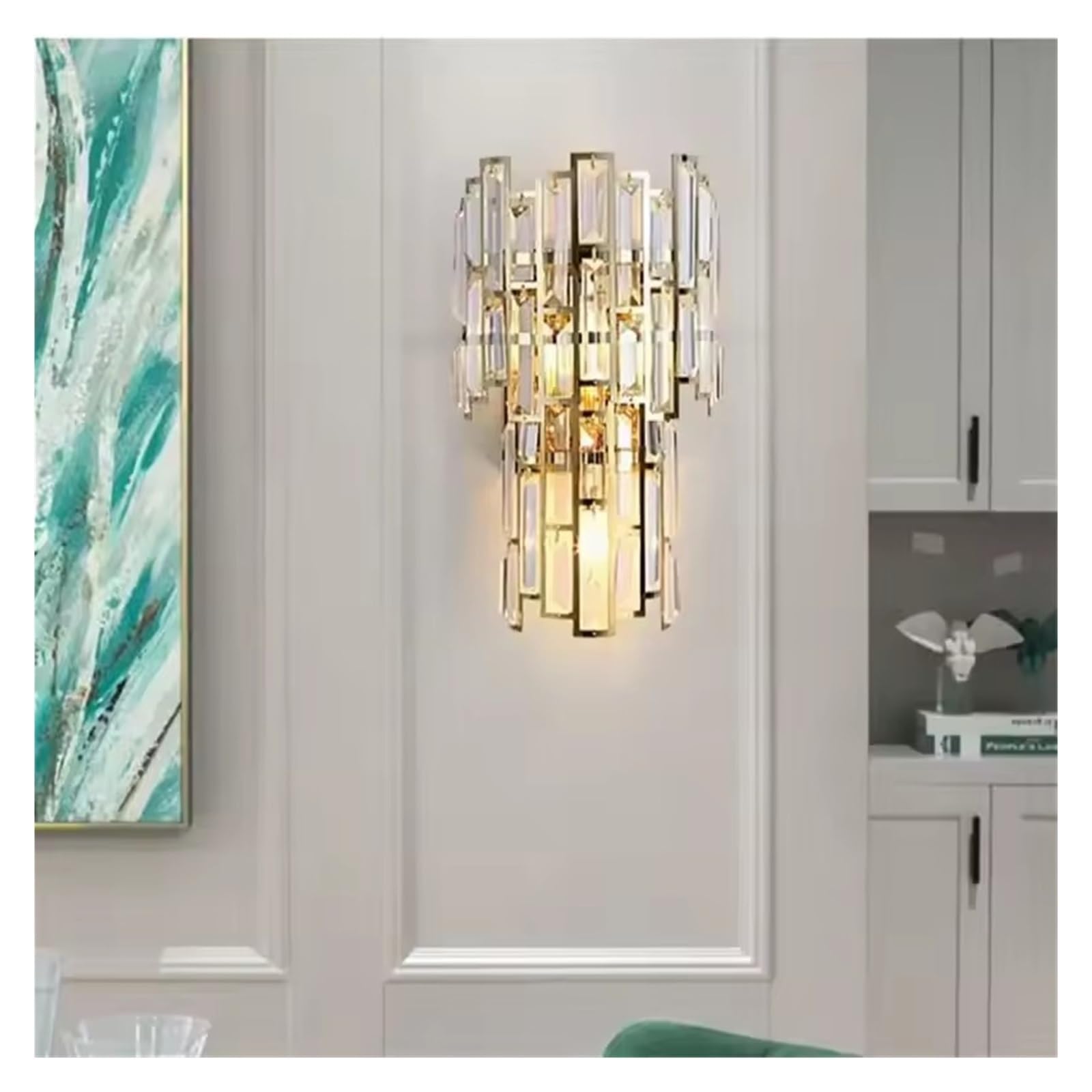 HPTHLY Contemporary Crystal Wall Lamp Led Fashion Art Living Room Bedroom Bedside Lamp Luxury Villa Hotel Aisle Corridor Light,Simple