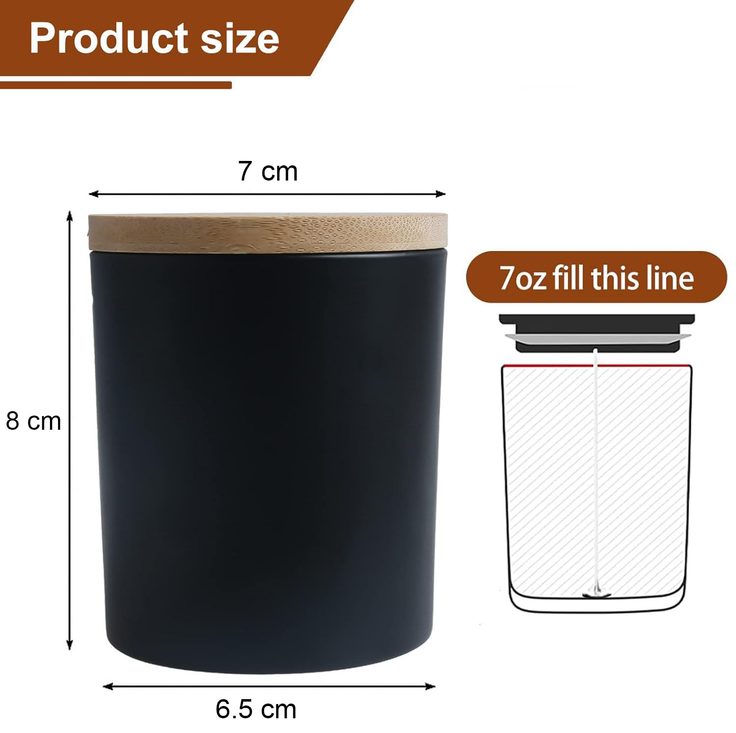 Kerzengläser aus Glas mit Bambusdeckel, 200 ml, schwarze Kerzenbehälter für die Kerzenherstellung, ideales Zubehör für die Kerzenherstellung für Profis und Bastler, 15 Stück