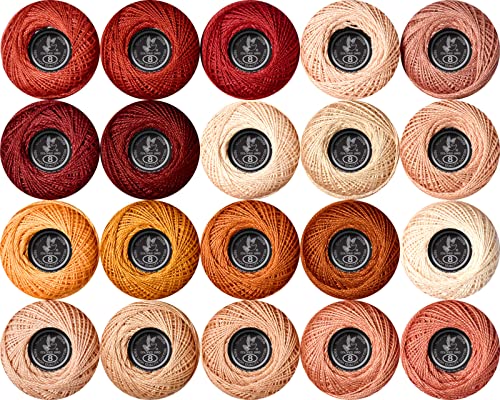 Image of Soft 20 Colors Classic Crochet Thread 20 Pack,100% Cotton (Golden Brown-977-3064)
