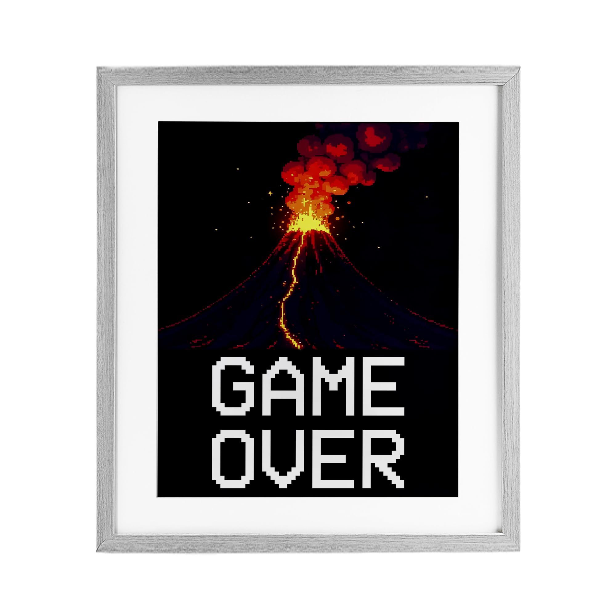 Cadre de salon Pixel Volcano Stupell Industries décoration murale chambre gamer