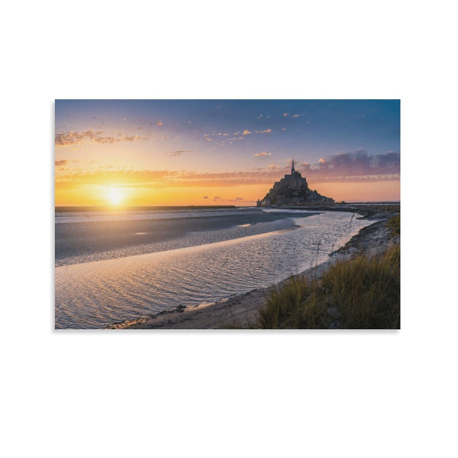 XPASHIQWC Mont Saint-Michel France Poster Artwork Canvas Prints Picture Modern Canvas Wall Art Picture Wall Hanging for Bedroom Living Room Decor 16x24inch(40x60cm)