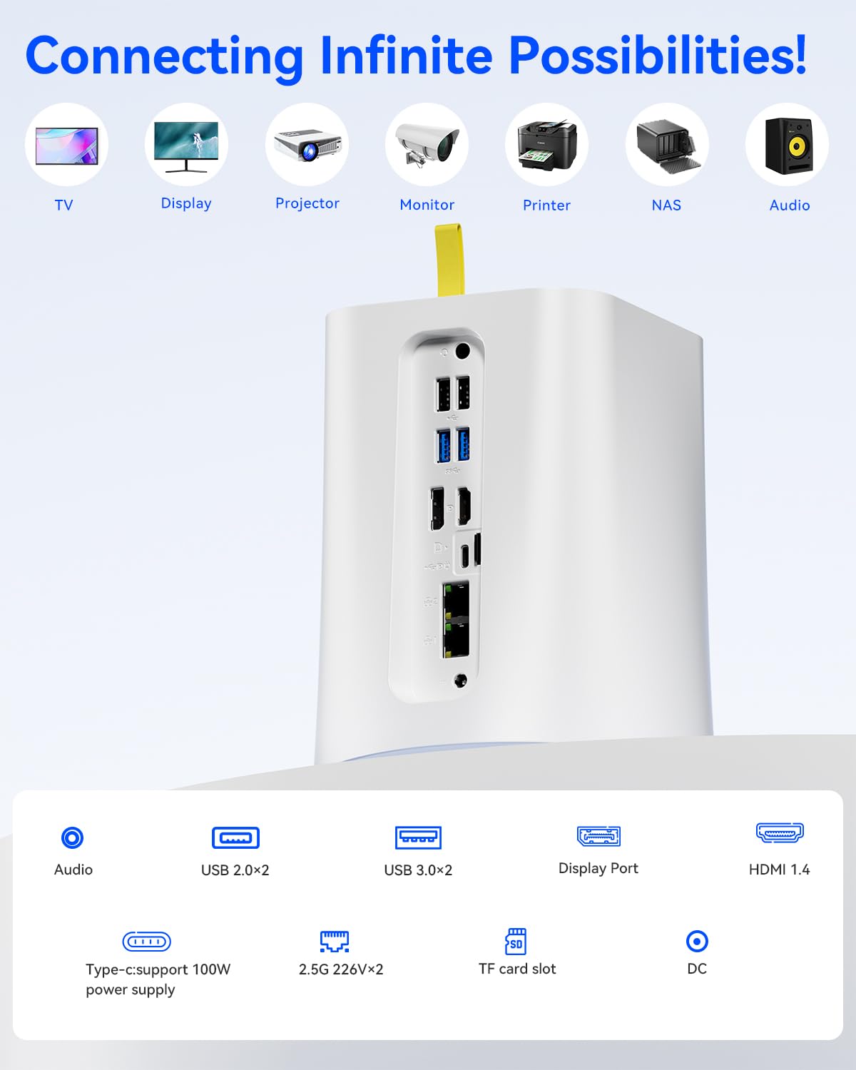 AOOSTAR R1 Intel N100 Mini PC 4C/4T,Support 40T(2 * 20T) 2-Bay