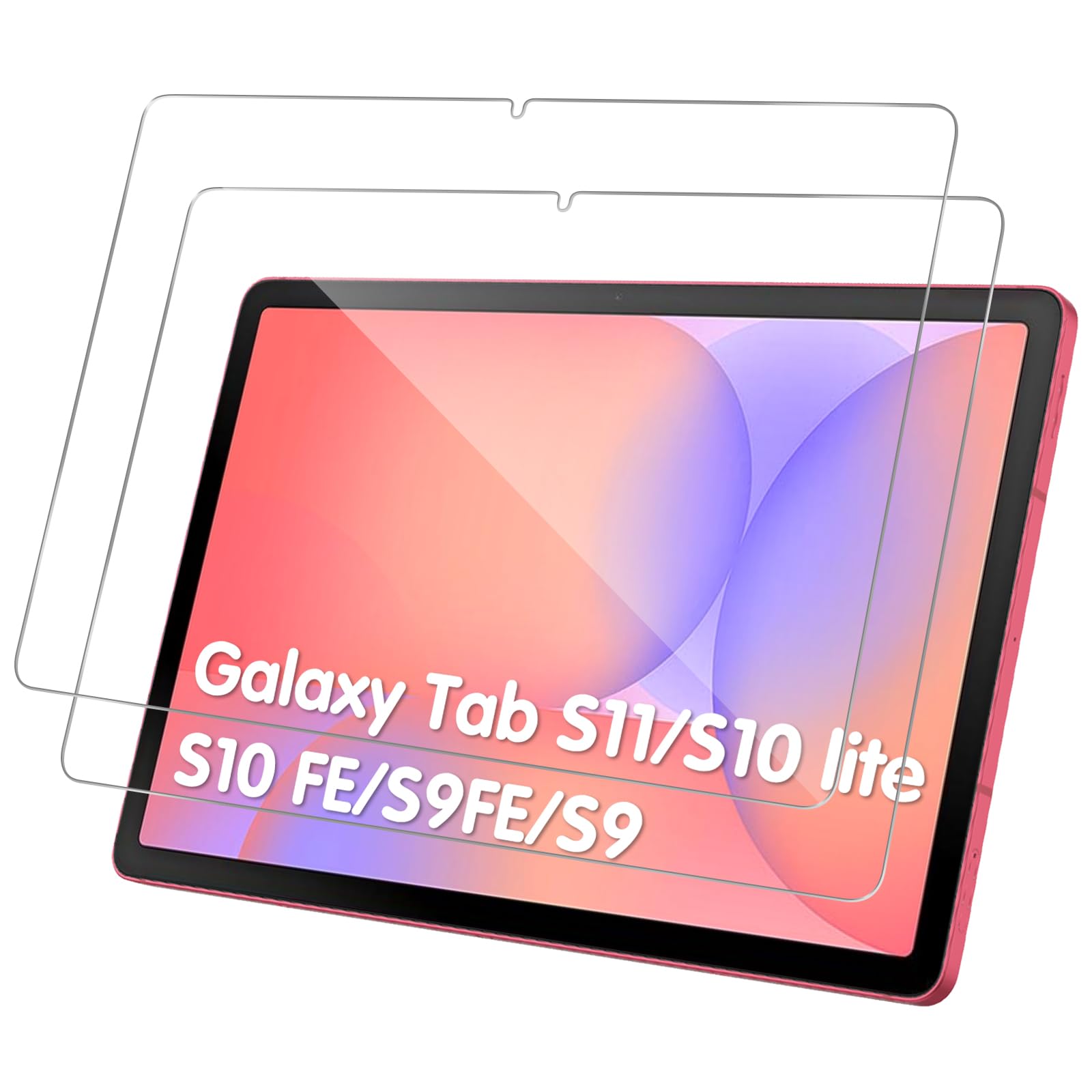 LEEBOSS Screen Protector for Samsung Galaxy Tab S10 Lite / S10 FE / S9 FE 10.9" and S9 11", 9H Tempered Glass, Bubble Free, Easy Installation [2-Pack]