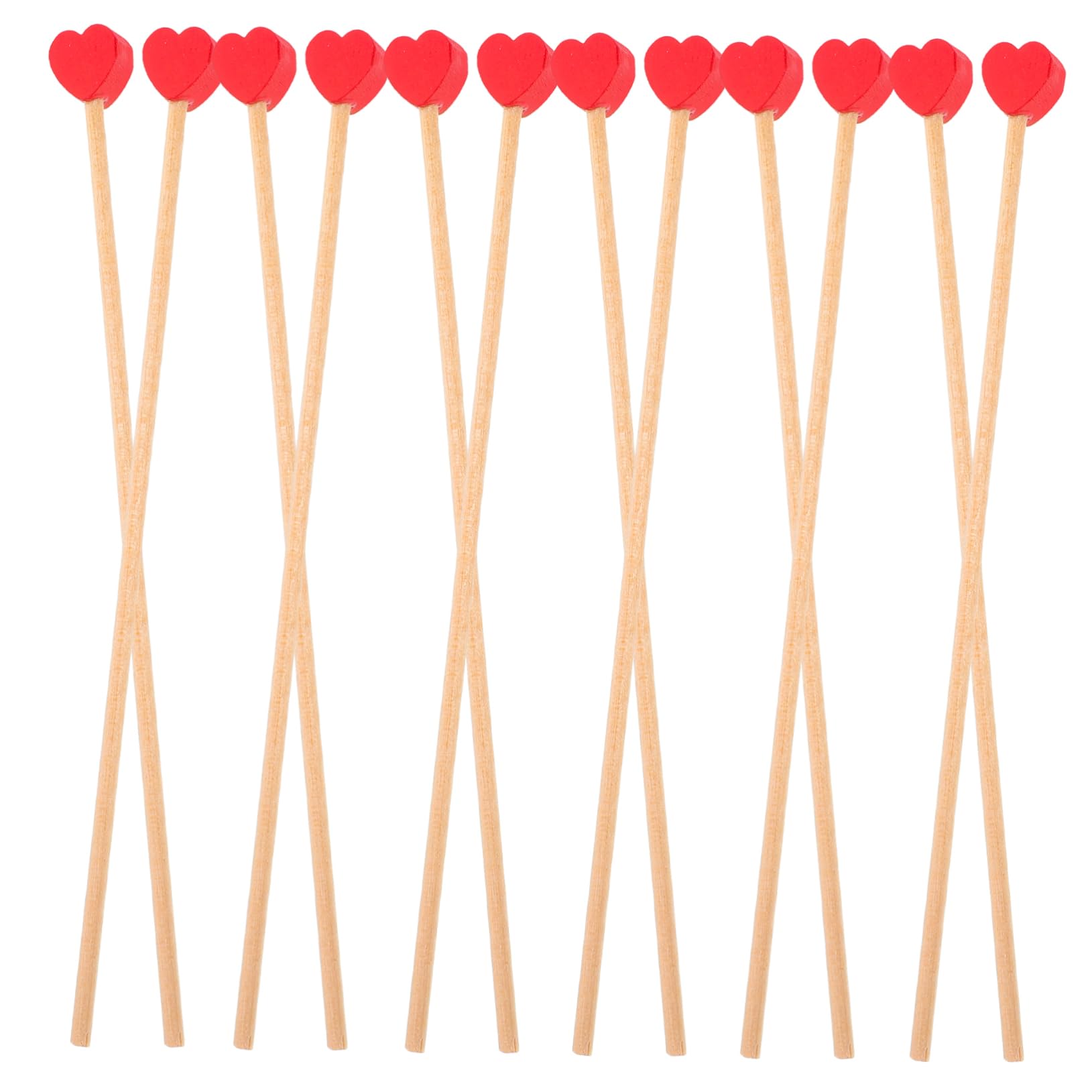 Alipis Enhance Your Baking Beverage Experience 100pcs Wooden Stirrer Sticks Red Heart Design for Drinks Cake Pops