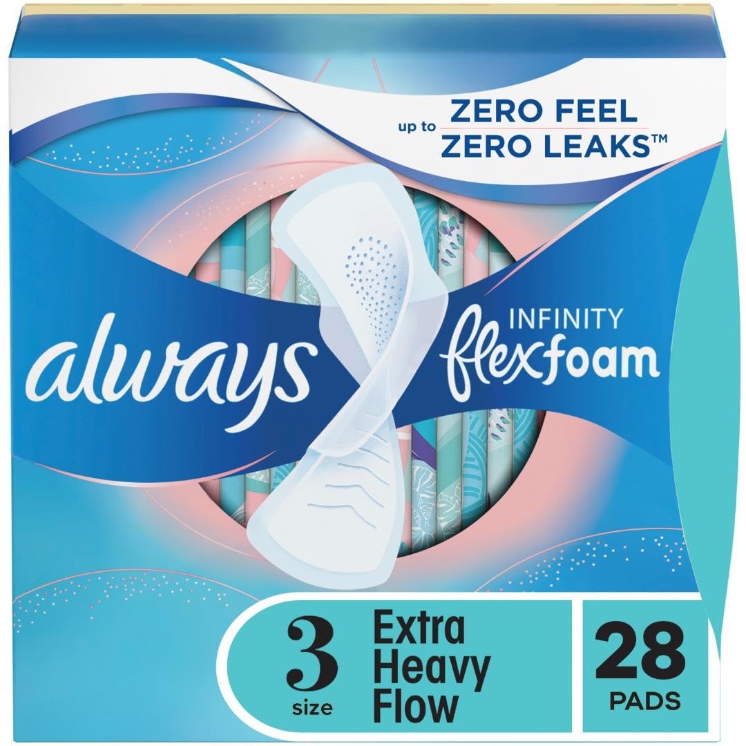 Always Infinity FlexFoam podkładki dla kobiet, rozmiar 3, bardzo duża chłonność, bezzapachowe, 28 sztuk