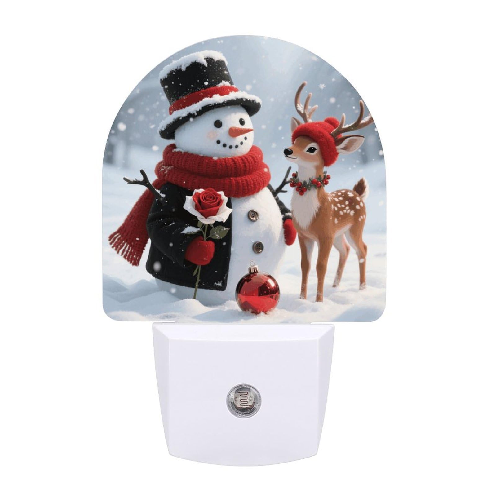 Night Light Plug Into Wall with Dusk to Dawn Sensor 0.5w Modern LED Christmas Snowman And Reindeer Plug in Night Lamp Warm White Glow Nightlight for Bedroom Hallway Kitchen Bathroom Stairs Corridor(Fa