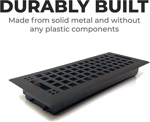 Miniatura 2 de Madelyn Carter Cubierta de ventilación de estilo artesanal contemporáneo, interior de acero fundido sólido, controla el flujo de aire, 4 x 10