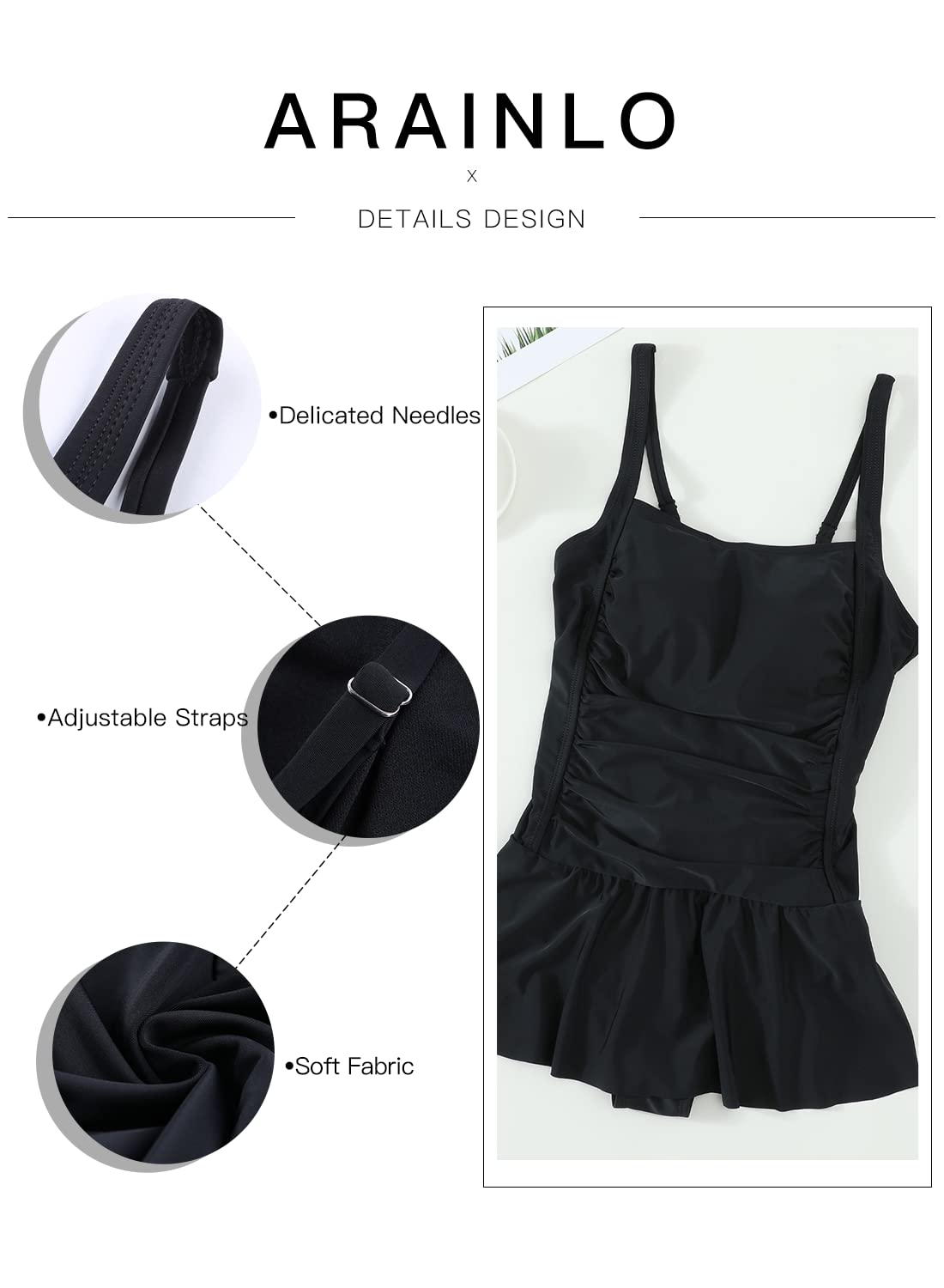 Traje de baño de una pieza con faldas, estilo vintage, con control de barriga, para mujer