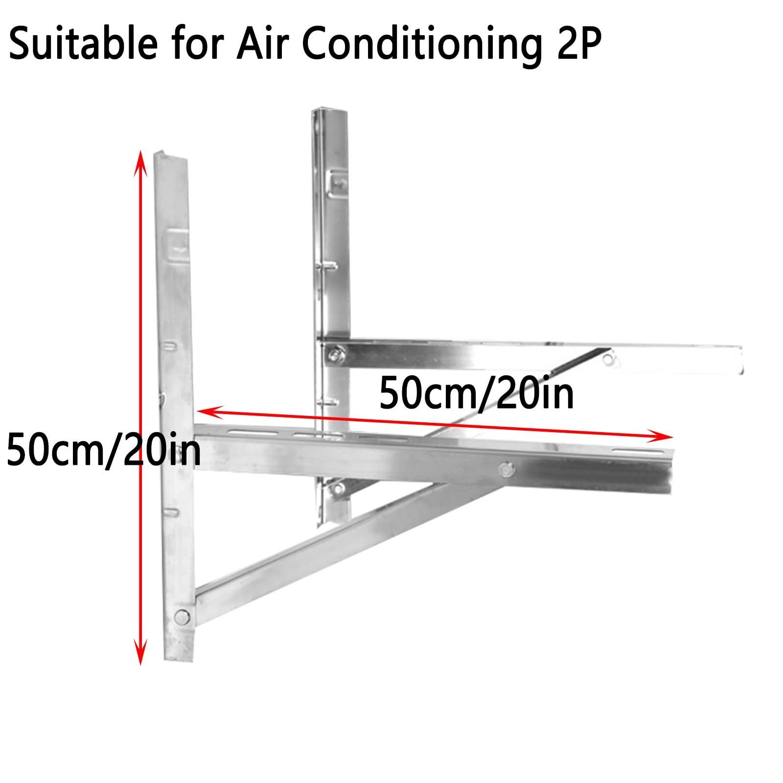 Staffe Condizionatore Esterno, per 2,6-8 KW Condizionatore D'aria, Staffe a L in Acciaio Inox, Fino a 450 Kg, Staffa Climatizzatore Esterno(50x50cm/20x20in)