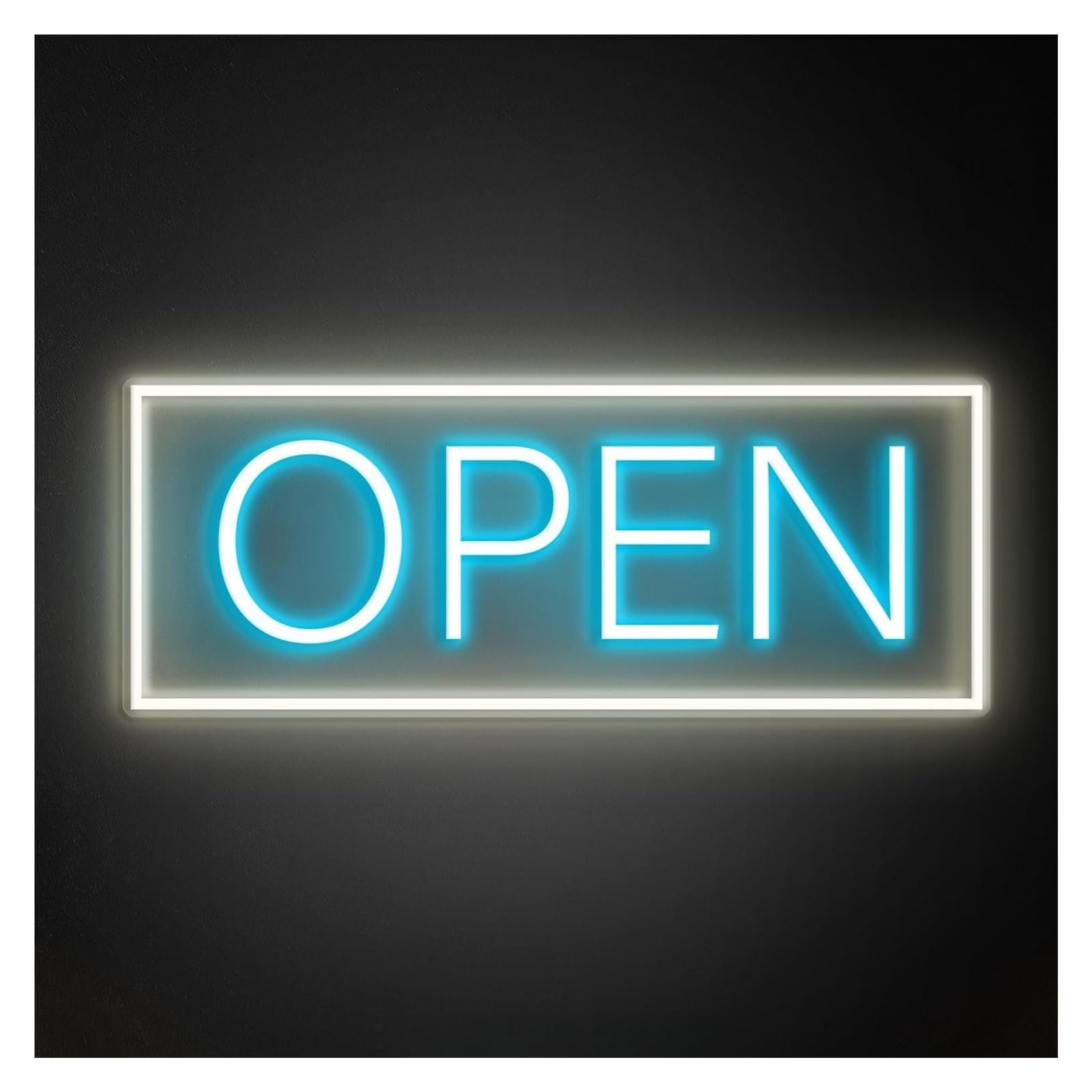 RONGCH Hanging Art Signs Hanging Open Neon Sign, Suitable for Shop Decor with Brightness Adjustable 46cm(Ice Blue)