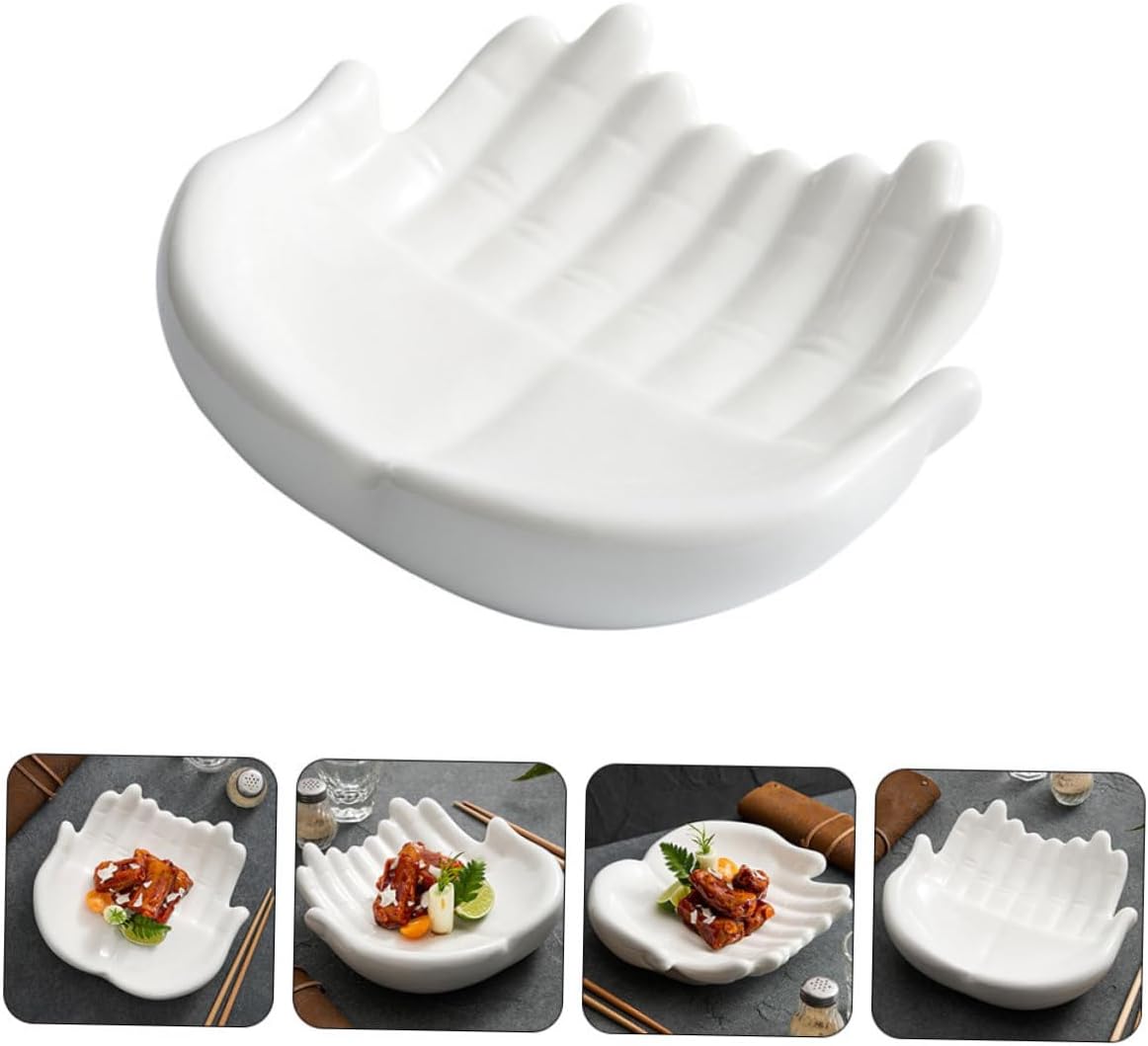 Luxshiny Ceramic Sushi Plate Japanese Sashimi Dish Double Buddhas Snack Serving Tray for Restaurant Family Party Food Presentation