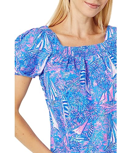 Lilly Pulitzer Keating Short Sleeve Linen Oca Blue Its A Sailabration 03