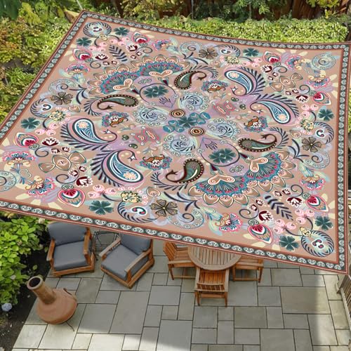 Morbuy Toldos Exterior Terraza Rectangular con Cuerda, Patrón 3D Lona Sombra Transpirable Impermeable Toldo Camping Malla de Sombreo para Patio,Jardín, Terraza (Paisley,200x240cm)