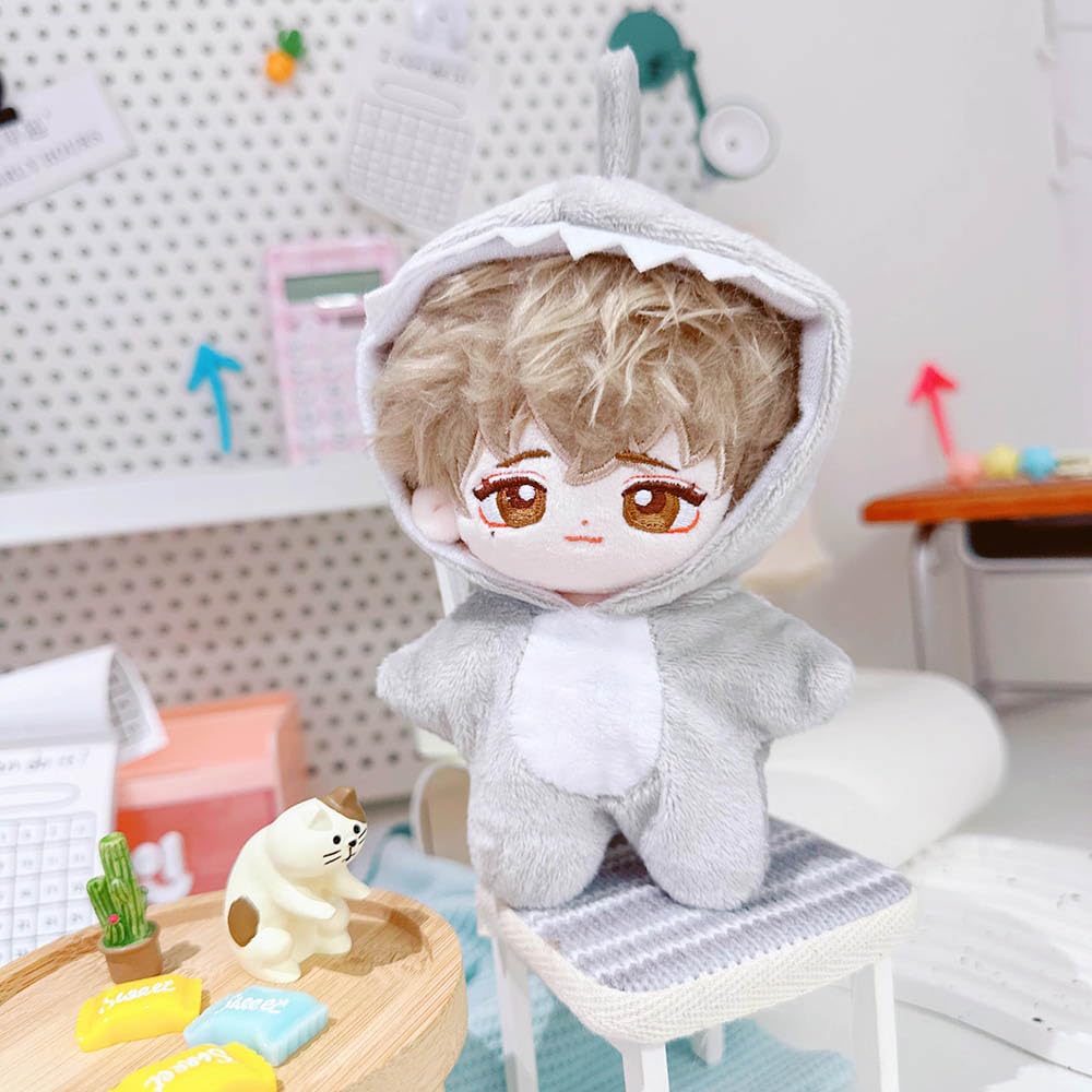 niannyyhouse 10cm~15cm Plush Doll Clothes Onesies Sharks Dinosaurs Cows Rabbits Fawns Unicorn Patterns Bodysuit Dolls Dress Up Accessories (Gray) - Image 2