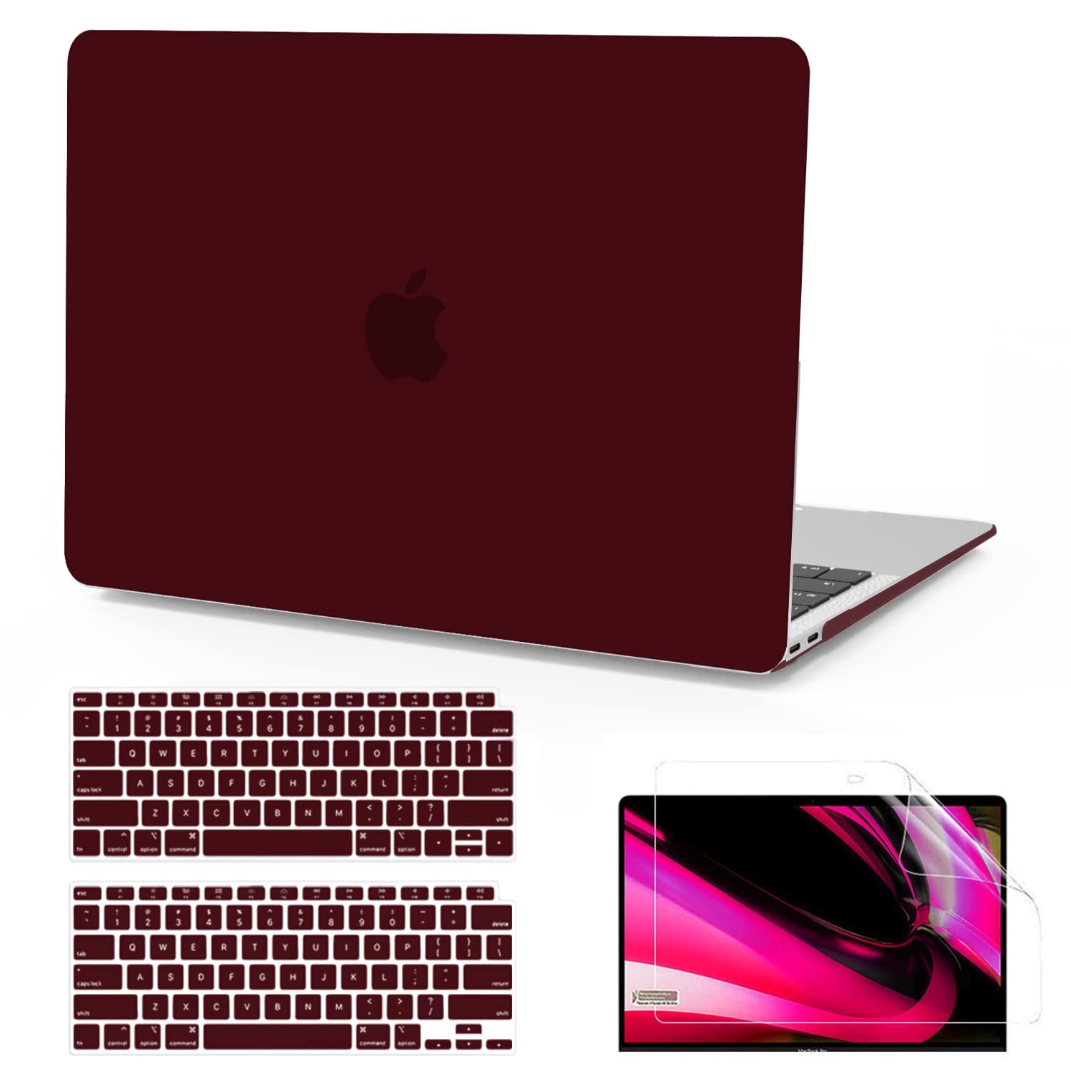 Photo 1 of B BELK Compatible with MacBook Air 13 inch Case 2022 2021 2020 2019 2018 A2337 M1 A2179 A1932, Matte Plastic Hard Shell+Keyboard Cover+Screen Protector for MacBook Air 13.3 inch Case, Marsala Red