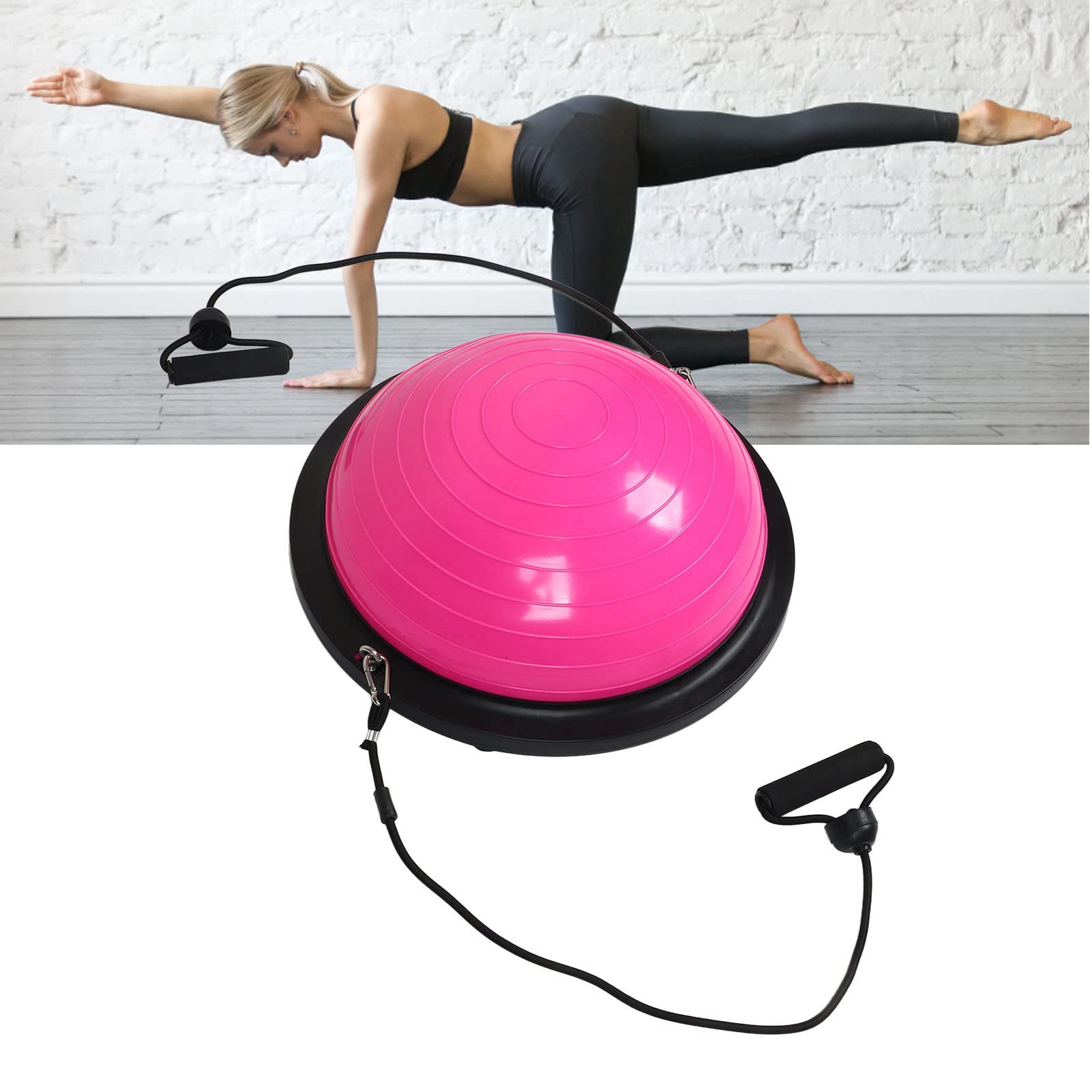 Balance-Trainer-Ball, Rutschfest, Halber Ball für Bauchmuskeln und Pilates-Übungen, für Massage, Fitness, Rosa, 45,7 Cm Durchmesser