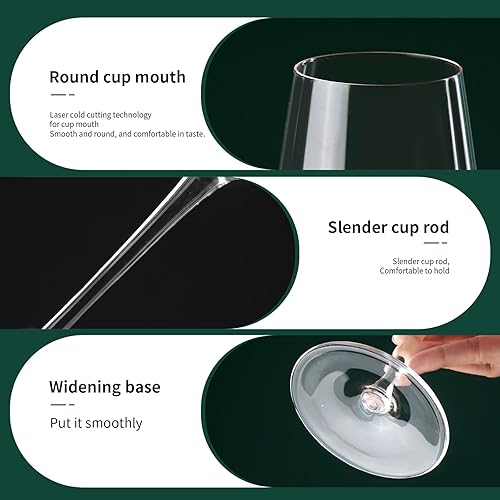 Miniatura 7 de Juego de 6 copas de vino tinto de cristal de 24 onzas, copas de vino sopladas a mano de estilo italiano, tallo largo, tamaño grande, caja de regalo