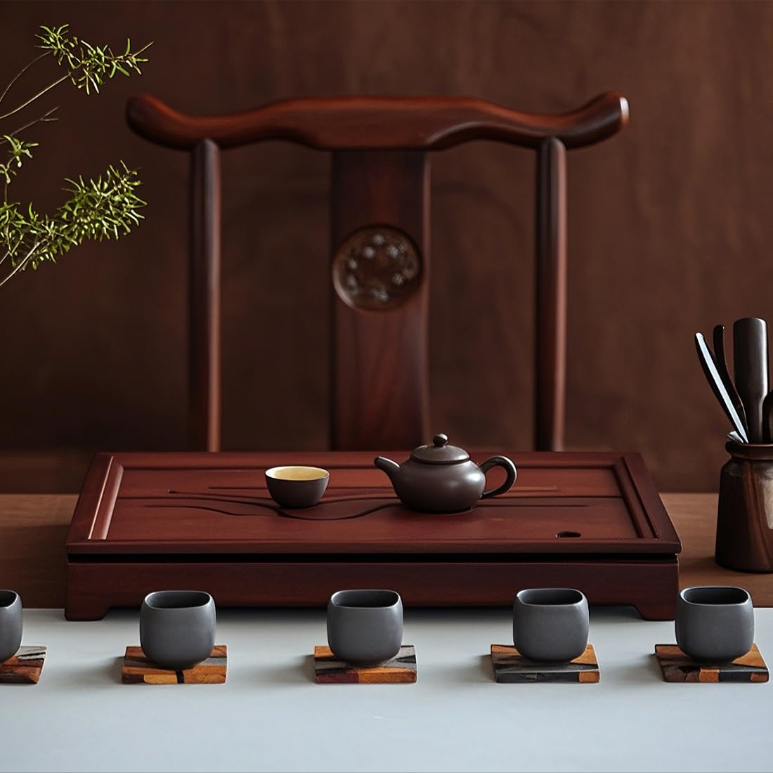 Amazon.com | JIKUGO Bamboo Tea Tray Chinese Kungfu Tea 19.5x13.3x2