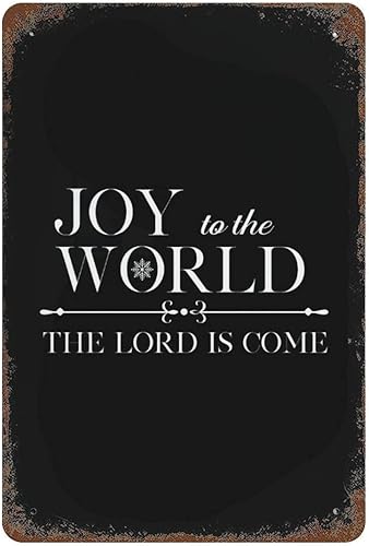 Letreros de lata con texto en inglés Joy to The World con texto en inglés The Lord is Come, regalos de belén cristiano, letrero de hojalata de metal
