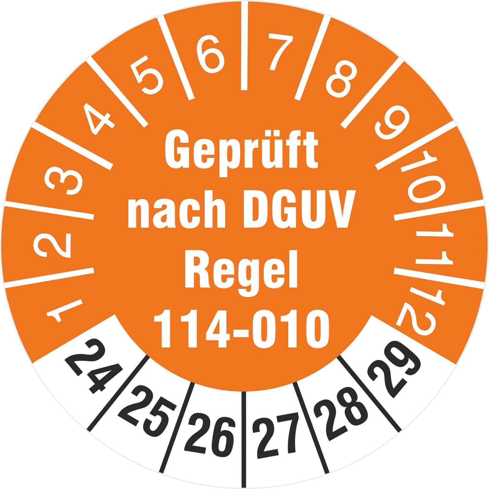 500 Stück geprüft nach DGUV Regel 114-010 Prüfetiketten/Prüfplaketten 30 mm rund Kipp- und Absetzbehälter 2024-29
