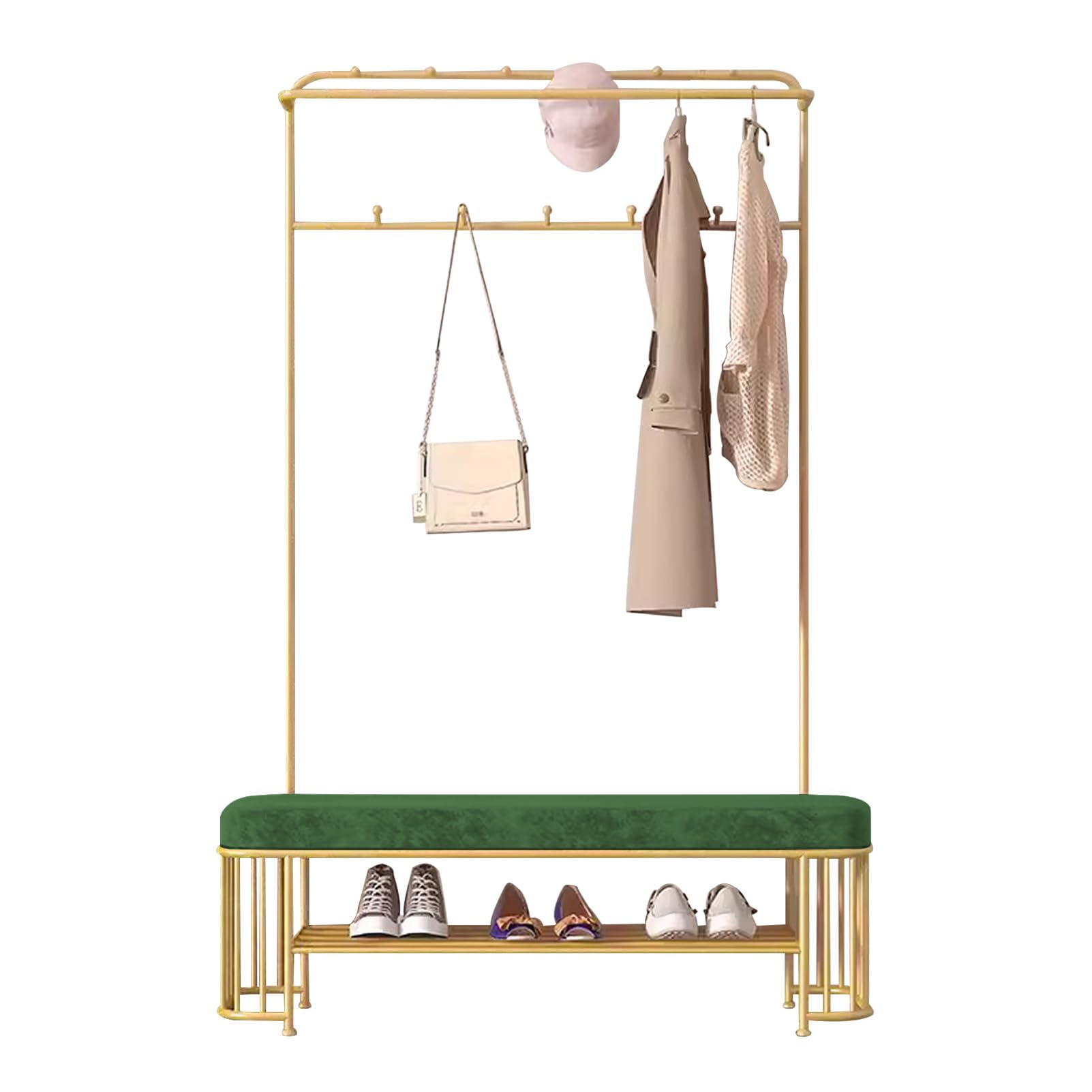 LWJSOCP 3in1 Entryway Hall Tree Coat Rack with Bench Shoe & Hat Storage 2Tier Shelf & Hooks Versatile Coat Stand for Entryway Living Room Bedroom nization