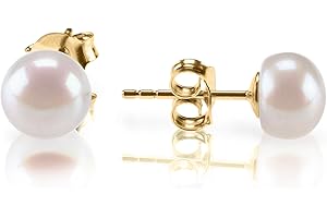 AAA+ Quality Handpicked Freshwater Cultured Pearl Studs: Sterling Silver, 14K Gold Plated