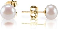 PAVOI 14K Gold Plated 925 Sterling Silver AAA+ Handpicked Freshwater Pearl Stud Earrings, 5-10mm Hypoallergenic