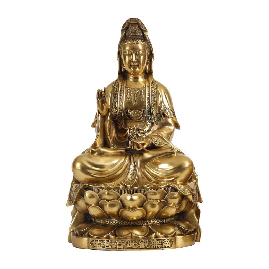Posąg Buddy do wnętrz Dom Mosiądz Guanyin Statua Buddy Salon Studium Rzemiosło Guanyin Ozdoby na parapetówkę Prezent Medytująca Statua Buddy Figurka Rzeźba