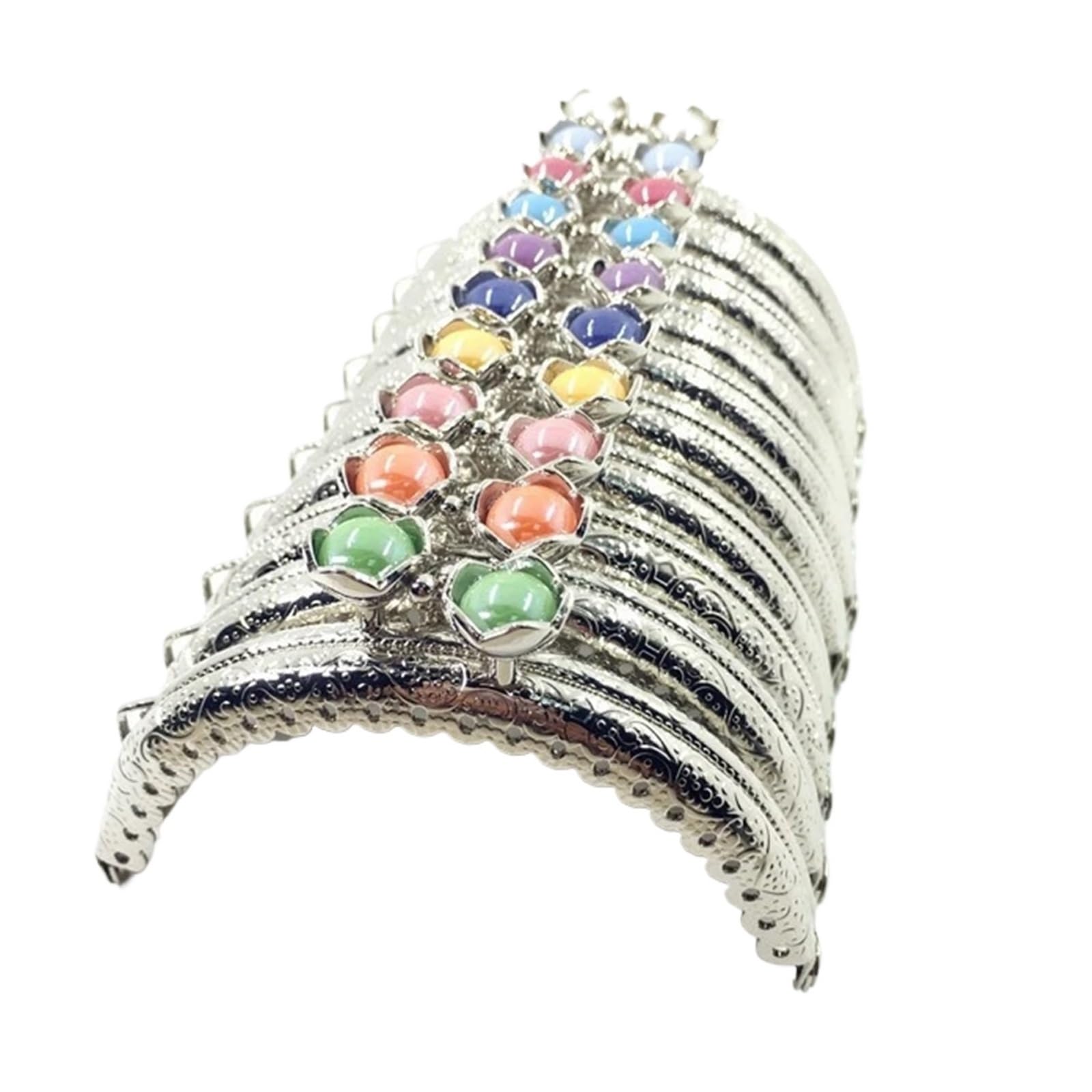 PVUVTNAHW 10PCS 8.5cm Colorful Crystal Bead Metal Purse Frame Semicircle Silver Lace Coin Kiss Clasp Lock(B-10PCS)
