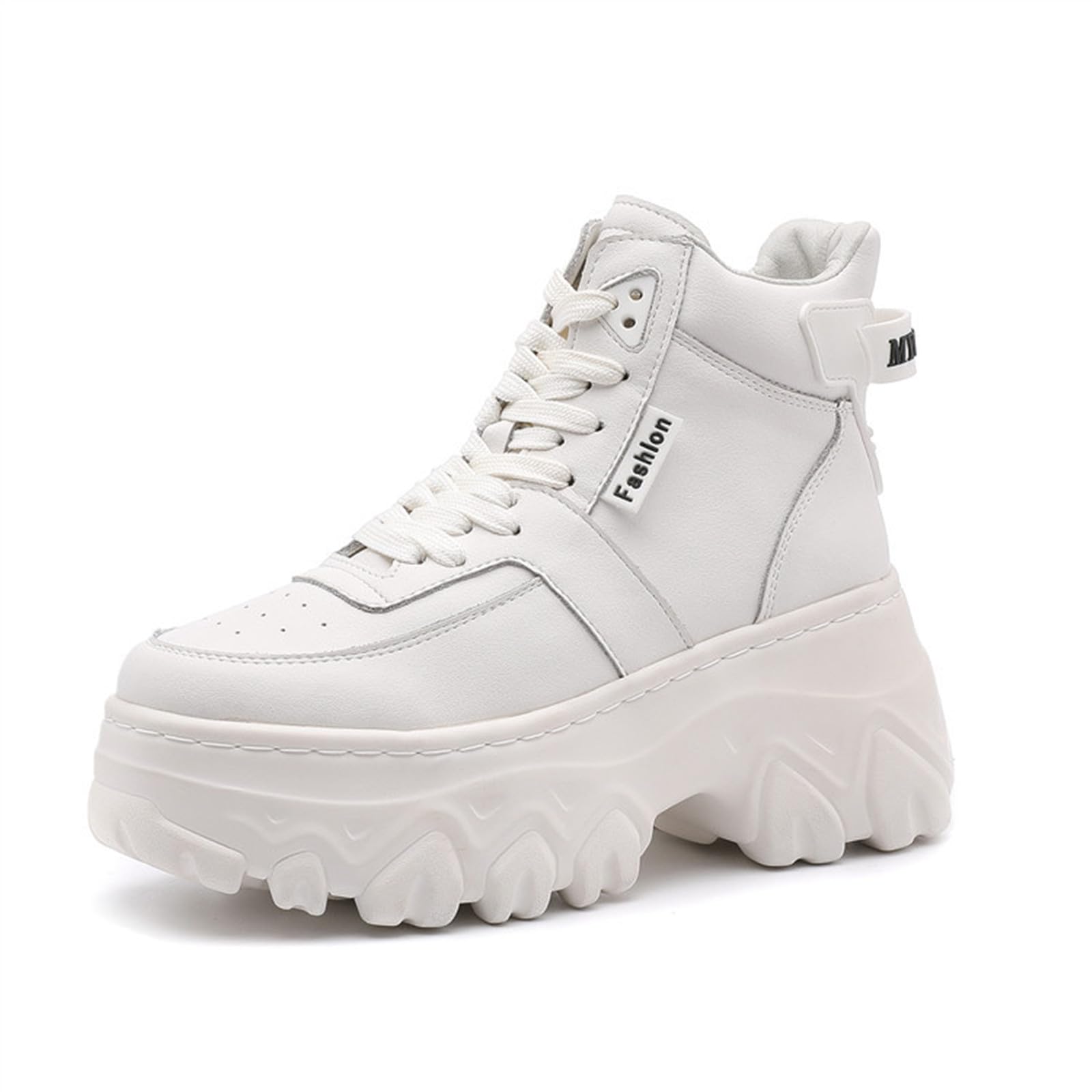 ANUFER Donna Super Leggero Piattaforma Scarpe da Ginnastica Allacciare Zeppa Scarpe Sportive Argento SN070680 EU35