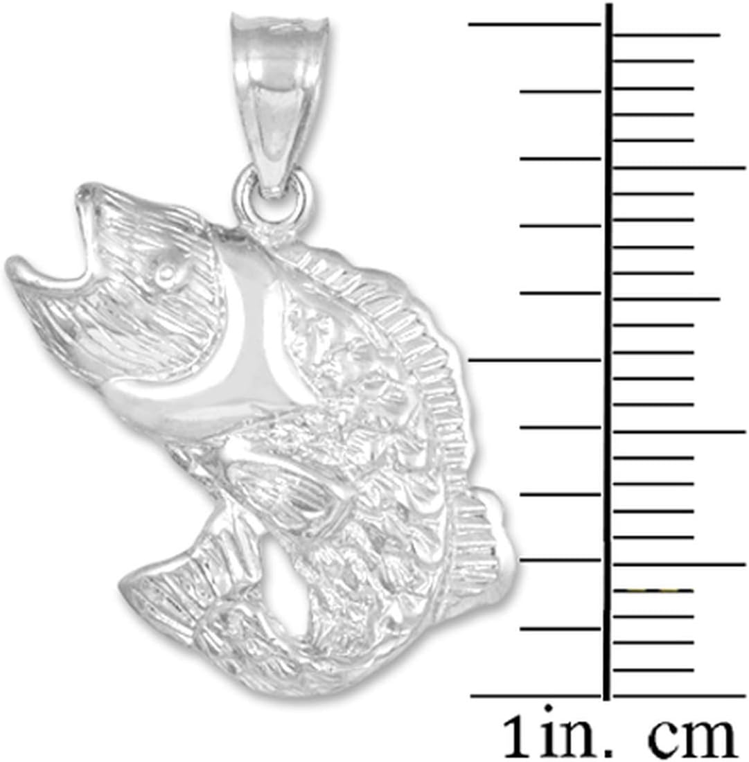 High Polish 925 Sterling Silver Jumping Sea Bass Fish Sea Life Charm Pendant Necklace - Image 2