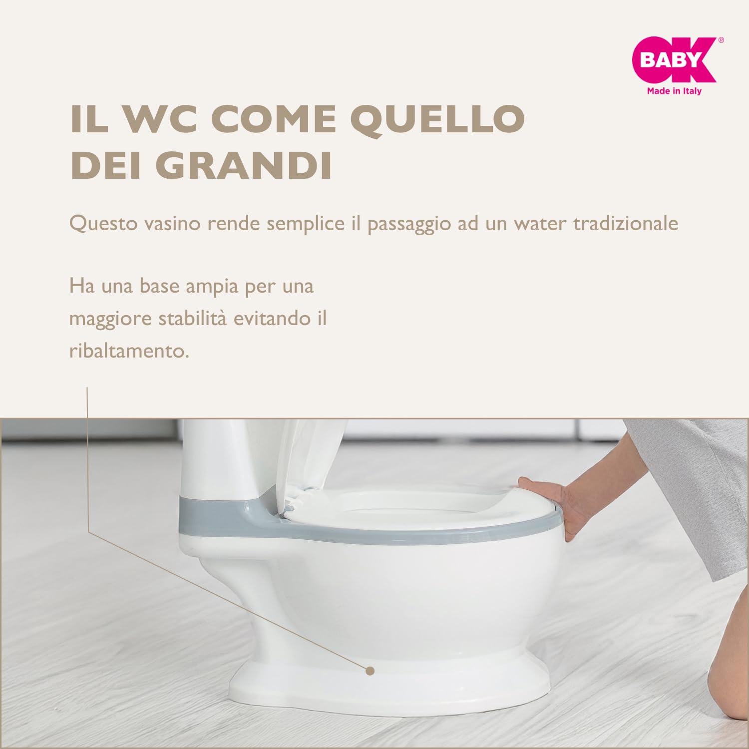 OKBABY MINI WC – Vasino per Bambini con Suono dello Sciacquone e Coperchio, Base Antiscivolo, 18+ Mesi