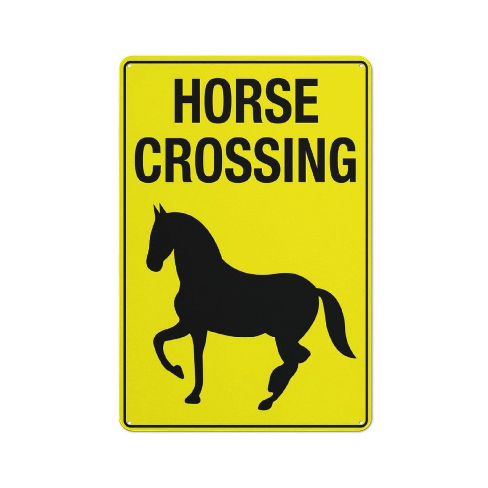 peiyeety Horse Crossing Bright Yellow Sign 12x16 Inches Rust Free Aluminum - Uv Protected, Waterproof, Weatherproof and Fade Resistant - 4 Pre-Drilled Holes