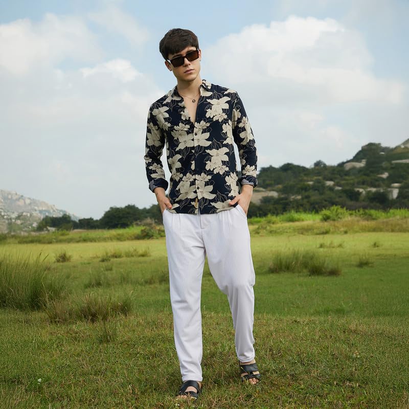 Image of CAHOOT Men's Shirt for Casual Wear | Spread Collar | Long Cuffed Sleeves | Button Closure | Shirt Crafted with Comfort Fit for Everyday Wear